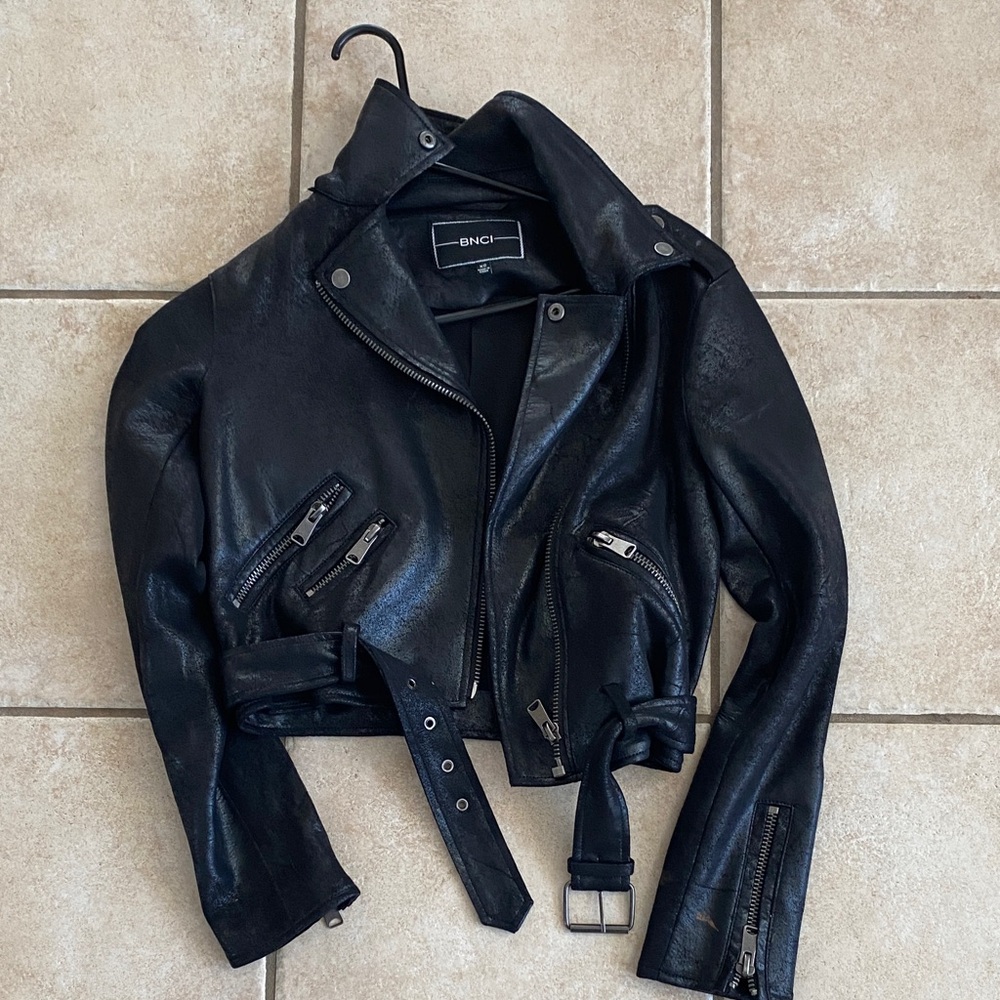 Sleek Black Leather Jacket by BNCI